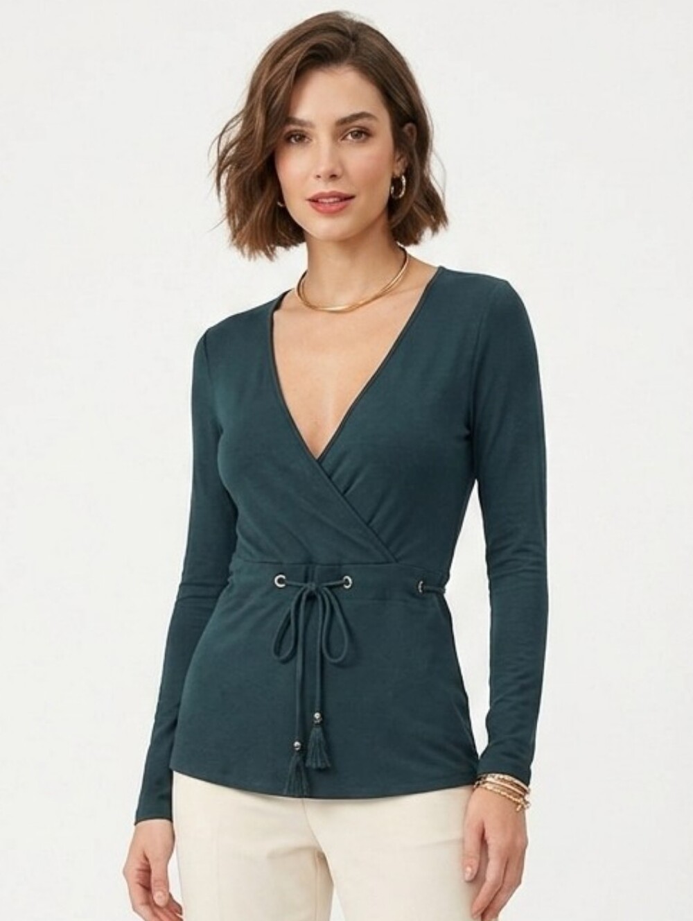 Patti Boutik Pullover Tunic Jersey Fabric Top Forest Green XL